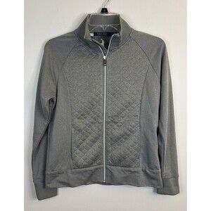 POLO RALPH LAUREN Golf Gray Quilted Full Zip Jacket Women Small Pockets Logo